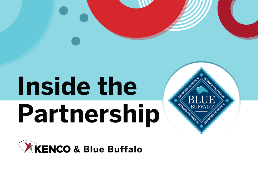 Kenco and Blue Buffalo partnership graphic showcasing supply chain collaboration.