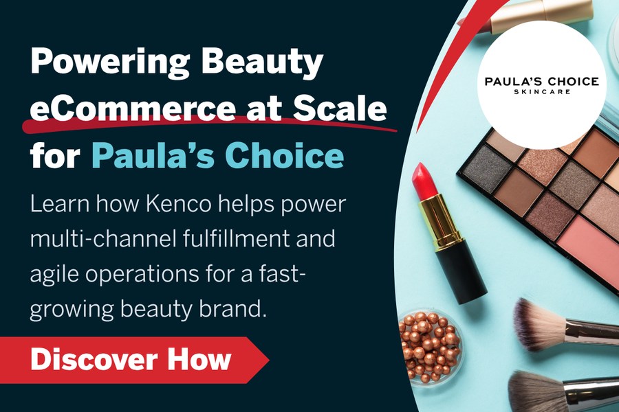 Paula’s Choice and Kenco case study thumbnail featuring beauty eCommerce fulfillment, multi-channel distribution, and agile supply chain operations.