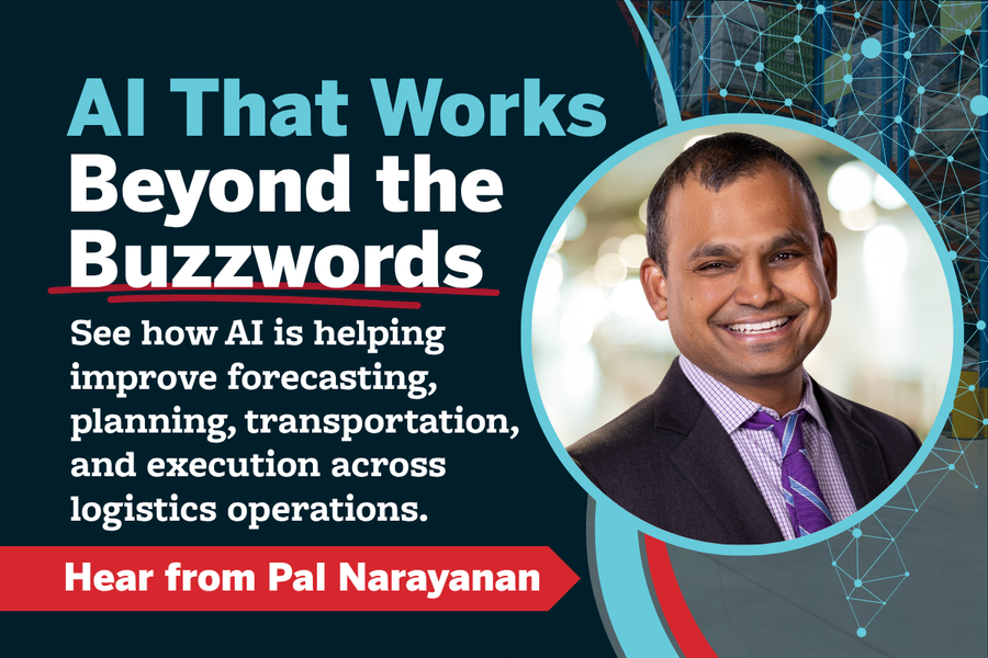 AI in logistics thumbnail showing supply chain technology improving forecasting, planning, transportation, and warehouse operations with 3PL leadership insights