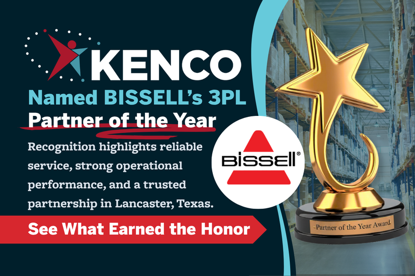Kenco named BISSELL’s 3PL Partner of the Year for reliable service and strong operational performance at the Lancaster, Texas distribution center.
