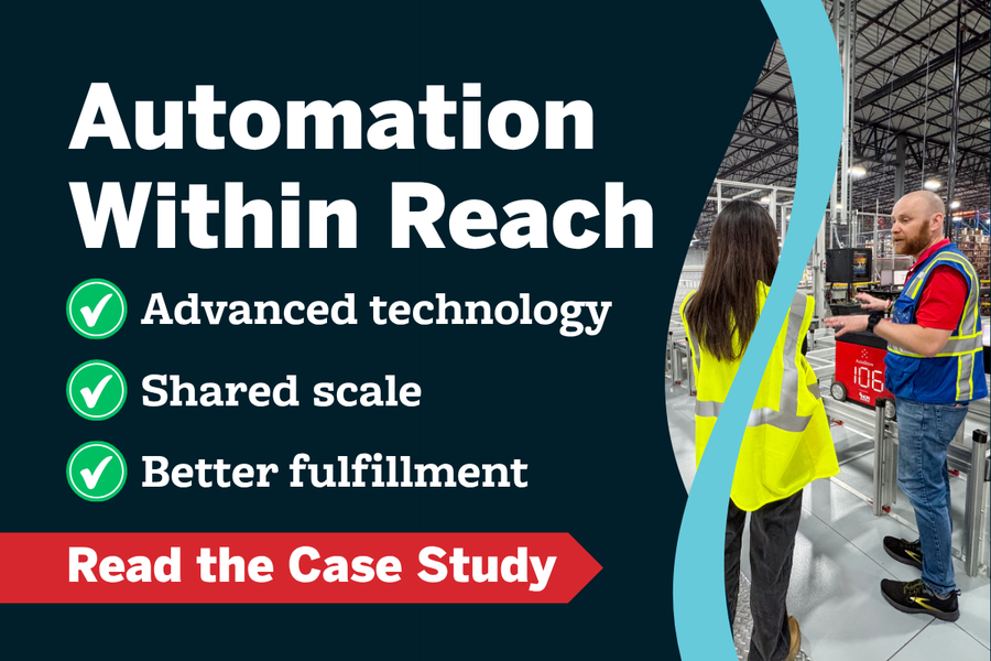 Kenco team members demonstrate AutoStore warehouse automation at the multi-client fulfillment center in Jeffersonville, Indiana.