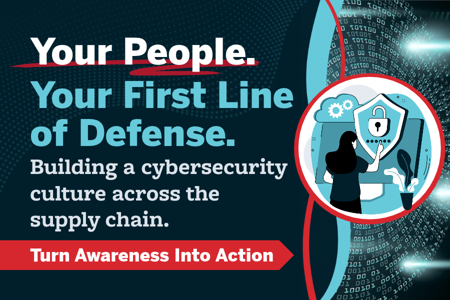 Graphic promoting a supply chain cybersecurity blog with the headline 
